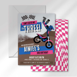Invitation Ne peux pas m'attraper j'ai 3 ans moto cross dirt