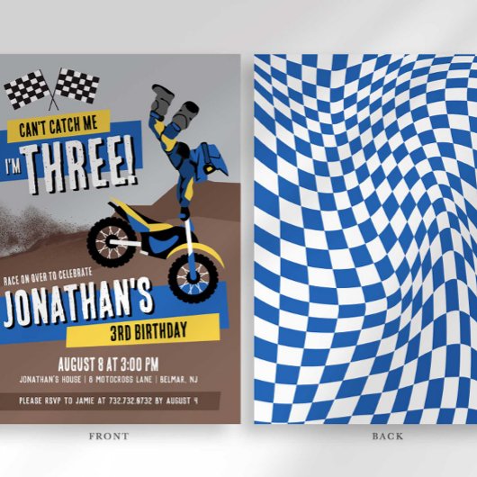 Invitation Ne peux pas m'attraper, j'ai trois ans, anniversai