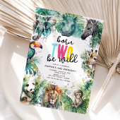 Invitation Né POUR Être Sauvage ! Animaux de Safari Cool 2e A