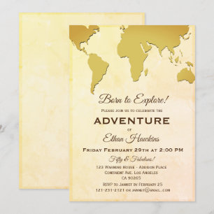 Invitation Né pour explorer l'aventure Anniversaire Voyage da
