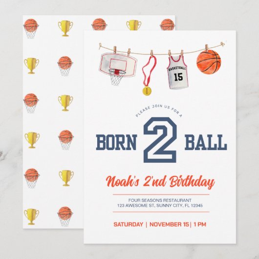 Invitation Né pour le ballon (Devant / Derrière)