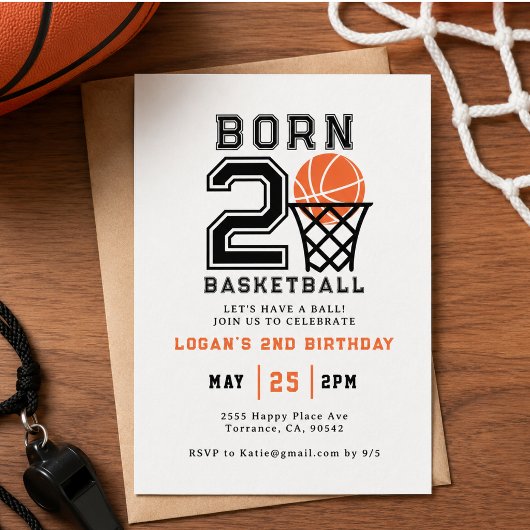 Invitation Né pour le Basketball | 2e anniversaire d'un garço