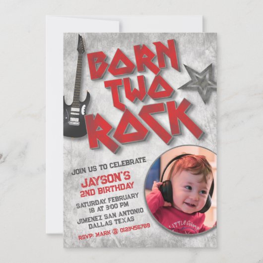 Invitation Né pour le Rock avec Image (Devant)