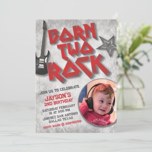 Invitation Né pour le Rock avec Image (Debout devant)