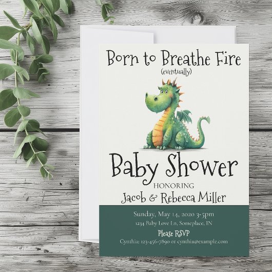 Invitation Né pour respirer le Baby shower de feu