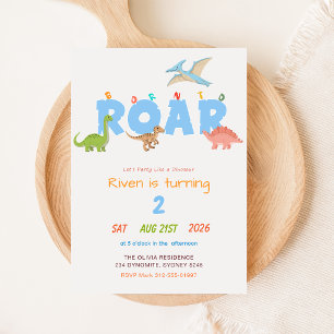 Invitation Né pour rugir Bébé dinosaure Enfant 2e anniversair