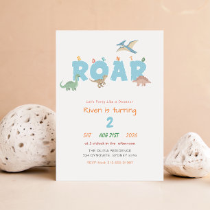 Invitation Né pour rugir Bébé Enfant Dinosaure 2e Anniversair