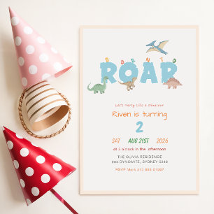 Invitation Né pour rugir Bébé Enfant Dinosaure 2e Anniversair