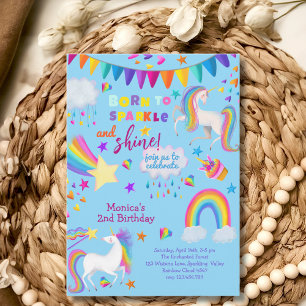 Invitation Né pour scintiller et briller licorne magique anni
