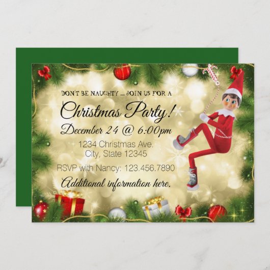 Invitation Ne sois pas vilain Noël (Devant / Derrière)