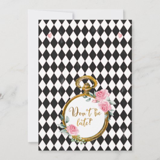 Invitation Ne soyez pas en retard Alice au pays des merveille (Dos)