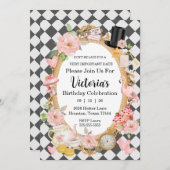 Invitation Ne soyez pas en retard Pink Anniversaire Invitatio (Devant / Derrière)