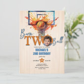 Invitation Né Two Ball Boy's Basketball 2e fête d'anniversair (Debout devant)