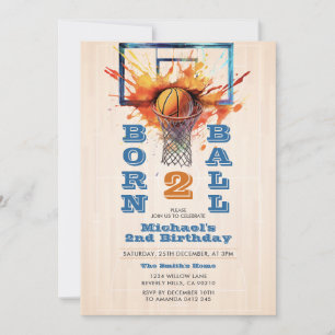 Invitation Né Two Ball Boy's Basketball 2e fête d'anniversair