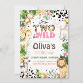 Invitation Né Two Be Wild 2e Anniversaire Animaux de la jungl (Devant)