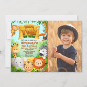 Invitation Né Two Be Wild - Safari 2e anniversaire avec photo (Devant)