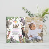 Invitation Né TWO Be Wild Safari 2e anniversaire Photo (Debout devant)