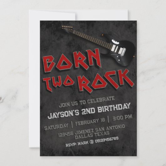 Invitation Né Two Rock - 2e anniversaire (Devant)