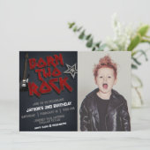 Invitation Né Two Rock - 2ème anniversaire avec paysage photo (Debout devant)