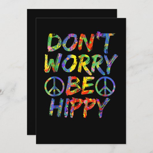 Invitation Ne vous inquiétez pas être Hippy Paint Splash Soul (Devant / Derrière)