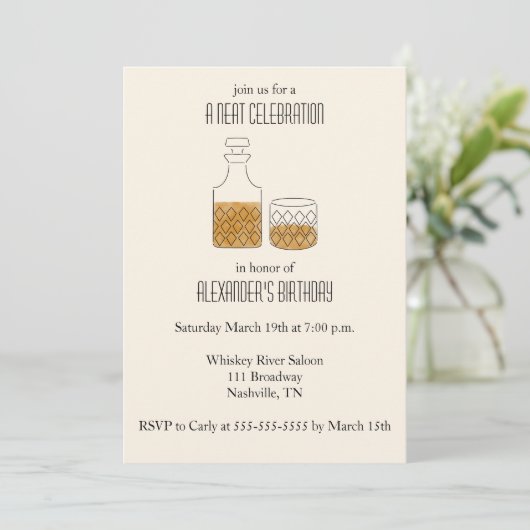 Invitation Neat Celebration Whiskey Anniversaire Fête Invitat (Debout devant)