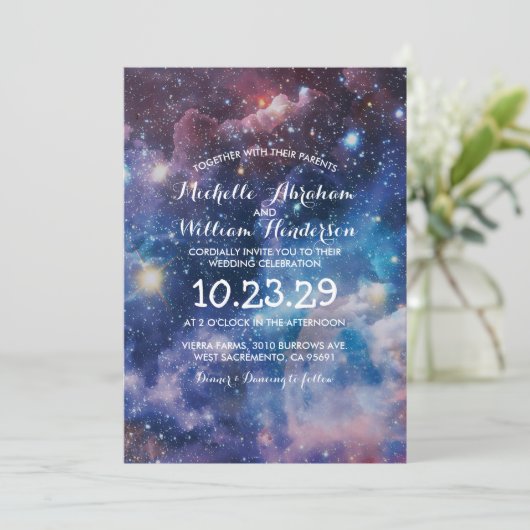 Invitation Nebula Cosmic Space Galaxy Colorée (Debout devant)