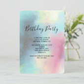 Invitation Nebula verte moderne aquarelle défraîchie Annivers (Debout devant)