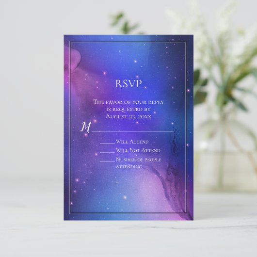 Invitation Nebula violette Art céleste Mariage spatial (Debout devant)