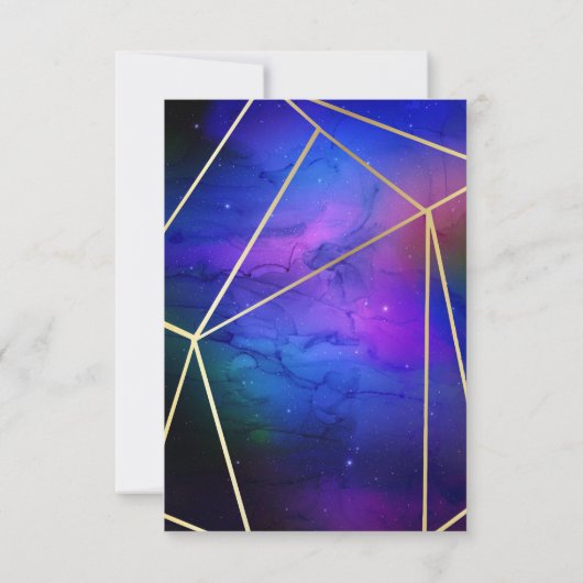 Invitation Nebula violette Art Celestial Géométrique Or RSVP (Dos)