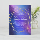 Invitation Nebula violette Art Celestial Mariage d'or géométr (Debout devant)