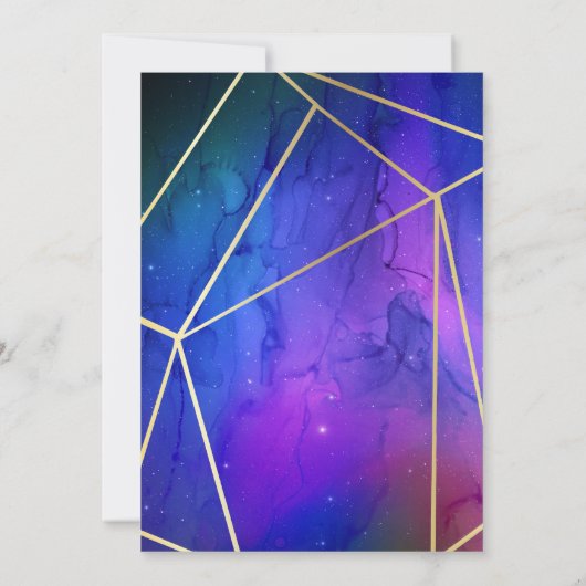 Invitation Nebula violette Art Celestial Mariage d'or géométr (Dos)