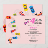 Invitation Nécessité 4 Speed Motor Car Racing Girl Quatrième  (Devant / Derrière)