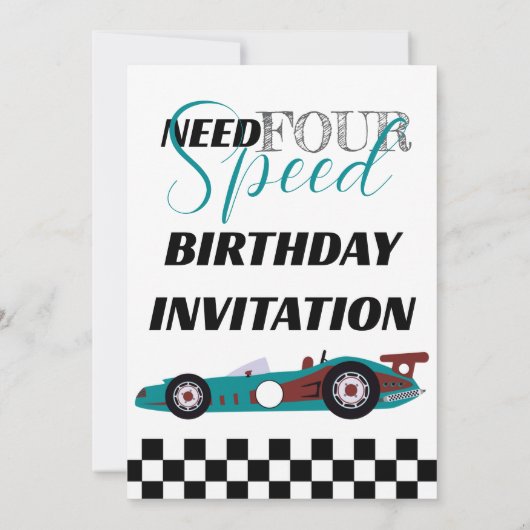Invitation Nécessité de vitesse Anniversaire de course (Dos)