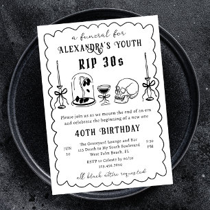 Invitation Nécro 30 ans Gribouillis enterrement 40e anniversa