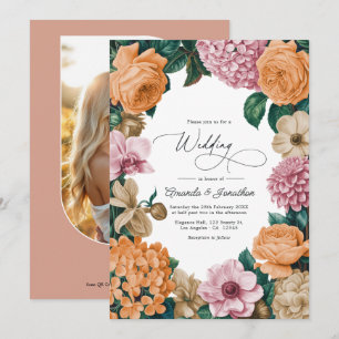 Invitation Nectarine d'abricot, rose de pivoine et noces de s