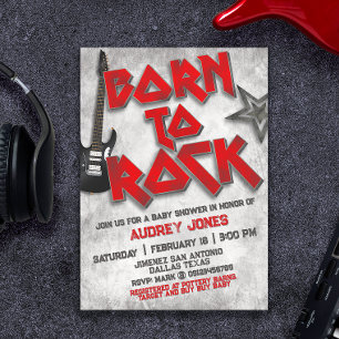 Invitation Née pour le Rock - Baby Shower