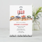 Invitation Need Four Speed Monster Truck Boy 4th Birthday (Debout devant)