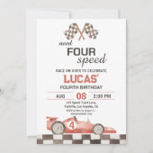 Invitation Need Four Speed Red Race Car 4th Birthday Party (Devant)