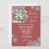 Invitation Neige amoureuse burgunge flocon de neige de la for (Devant)