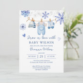 Invitation Neige amoureuse Flammes de neige baby shower d'hiv (Debout devant)