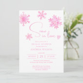 Invitation Neige amoureuse flocons de neige douche nuptiale d (Debout devant)