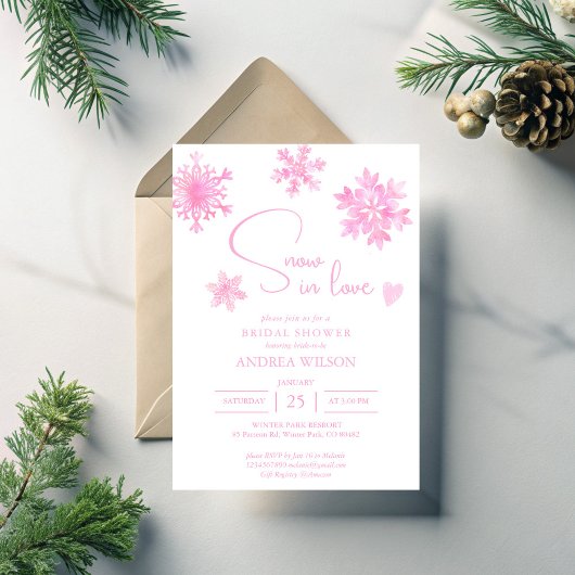 Invitation Neige amoureuse flocons de neige douche nuptiale d