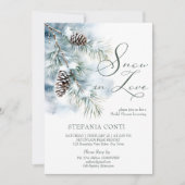 Invitation Neige amoureuse pins neigeux hiver nuptiale douche (Devant)