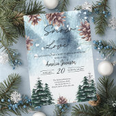 Invitation Neige amoureuse pins neigeux hiver nuptiale douche