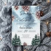 Invitation Neige amoureuse pins neigeux hiver nuptiale douche