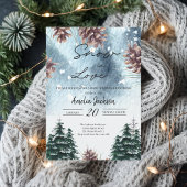 Invitation Neige amoureuse pins neigeux hiver nuptiale douche
