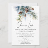 Invitation Neige amoureuse pins neigeux hiver nuptiale douche (Devant)