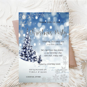 Invitation Neige,Arbre,Flocons de neige, Fête de Noël d'entre