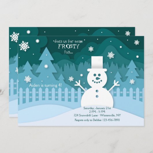 Invitation Neige beaucoup amusant Anniversaire Fête Invitatio (Devant / Derrière)