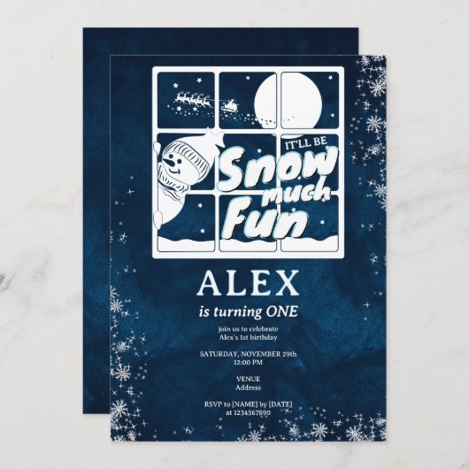 Invitation Neige beaucoup amusant Père Noël Sleigh N'importe (Devant / Derrière)